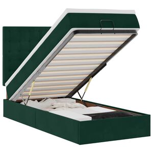 vidaXL Cadre de lit ottoman avec matelas vert fonc&eacute; 90x190 cm velours