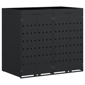 vidaXL Rangement de poubelle &agrave; roulettes pour 3 poubelles Gris clair