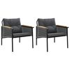 vidaXL Chaises de jardin avec coussins lot de 2 noir acier
