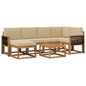 vidaXL Ensemble de canap&eacute;s d'ext&eacute;rieur 7 pcs Naturel et Beige