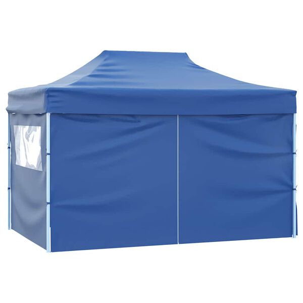 vidaXL Tente de r&eacute;ception pliable avec 4 parois 3x4 m Acier Bleu