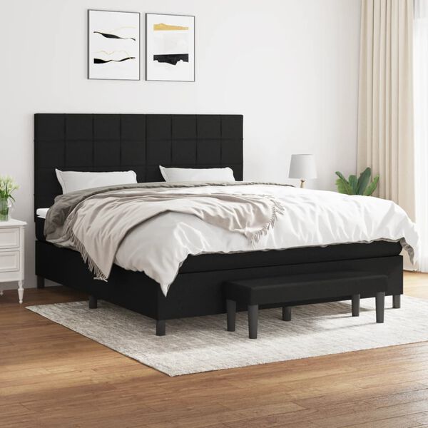 vidaXL Sommier &agrave; lattes de lit avec matelas Noir 160x200 cm Tissu