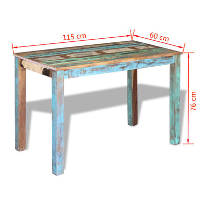 vidaXL Table de salle à manger Bois de récupération solide 115x60x76cm