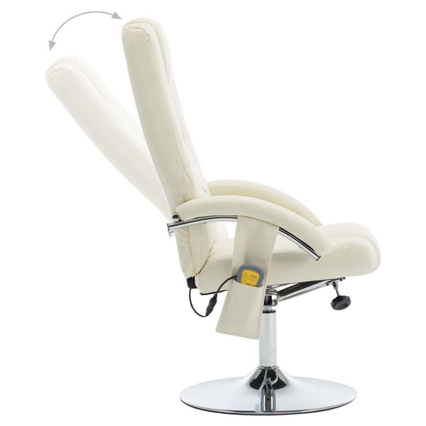 vidaXL Fauteuil de massage avec repose-pied blanc cr&egrave;me similicuir