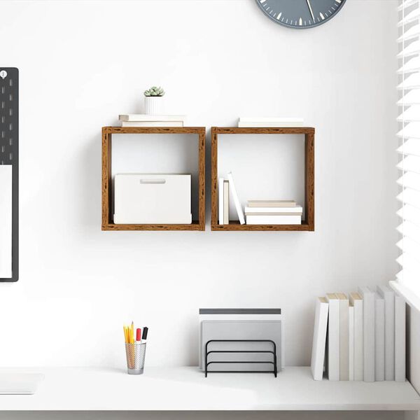 vidaXL &Eacute;tag&egrave;res Murales avec &eacute;tag&egrave;re Bois ancien Bois d'ing&eacute;nierie