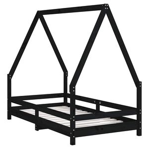 vidaXL Cadre de lit pour enfant noir 80x160 cm bois de pin massif