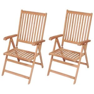 vidaXL Fauteuils pliants inclinables, 2 pi&egrave;ces, en teck massif