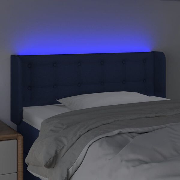 vidaXL T&ecirc;te de lit &agrave; LED Bleu 93x16x78/88 cm Tissu