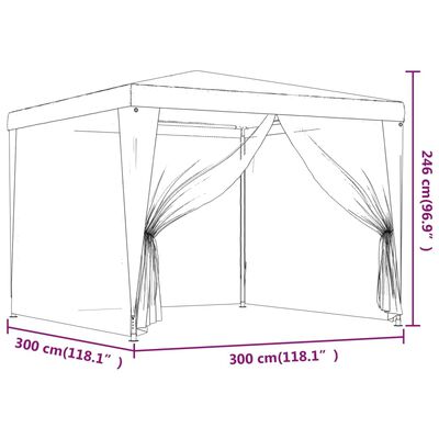 vidaXL Tente de fête avec 4 parois latérales en maille Vert 3x3 m PEHD