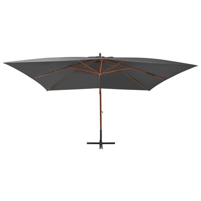 vidaXL Parasol de jardin en porte-à-faux avec mât en bois anthracite