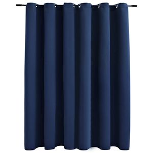 vidaXL Rideau occultant avec anneaux en m&eacute;tal Bleu 290x245 cm