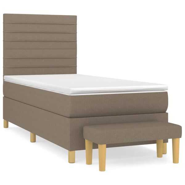 vidaXL Sommier &agrave; lattes de lit avec matelas Taupe 90x200 cm Tissu