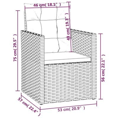 vidaXL Mobilier d'extérieur 4 pcs avec coussins Résine tressée Noir