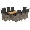 vidaXL Ensemble de bistro de jardin 9 pcs coussins gris poly rotin