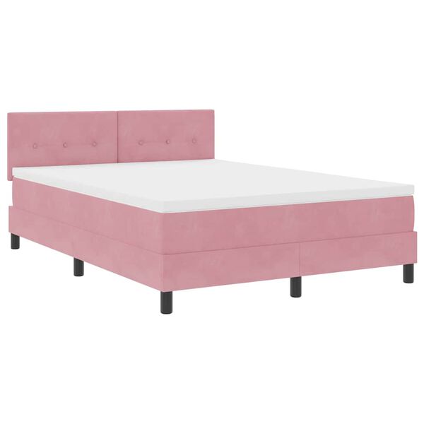 vidaXL Lit &agrave; ressort LED avec matelas Rose 160 x 200 cm Velours