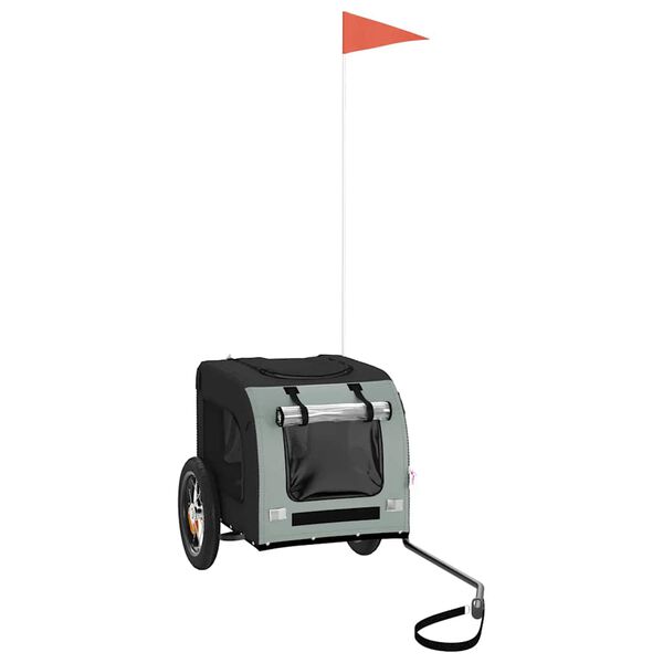 vidaXL Remorque de vélo pour animaux de compagnie gris et noir