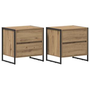 vidaXL Table de chevet 2 pc Ch&ecirc;ne artisan 50 x 39,5 x 50 cm