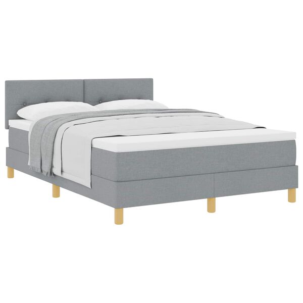 vidaXL Lit &agrave; ressorts avec matelas Gris clair 160 x 200 cm tissu