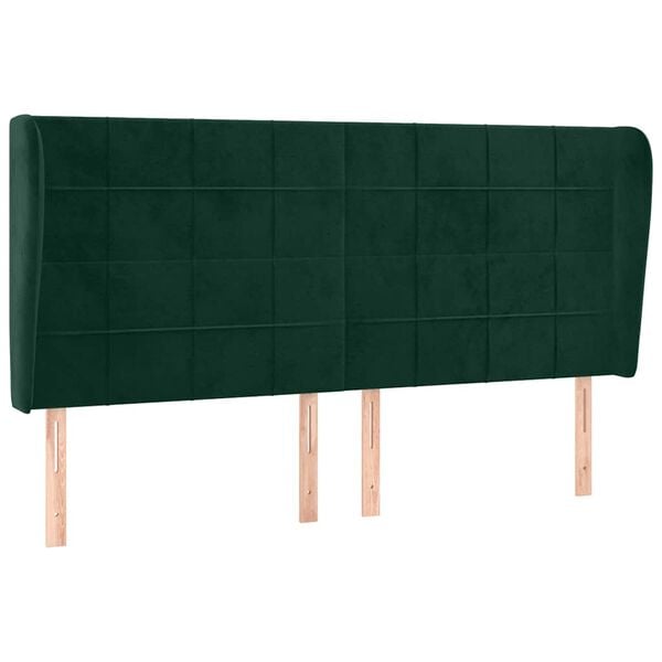 vidaXL T&ecirc;te de lit avec oreilles Vert fonc&eacute; 203x23x118/128 cm Velours