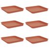 vidaXL Plateau carr&eacute; &agrave; fleurs 6 pc Rouge brique 21 x 21 x 2 cm