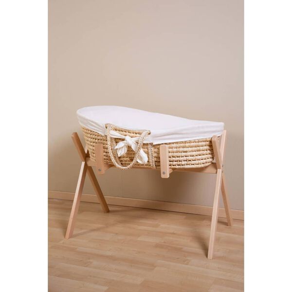 CHILDHOME Panier Mo&iuml;se avec matelas et housse Naturel Blanc cass&eacute;