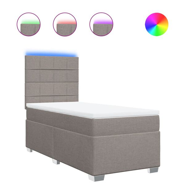 vidaXL Sommier à lattes de lit avec matelas Taupe 100x200 cm Tissu