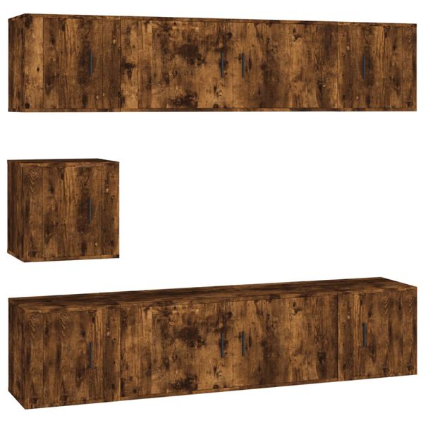 vidaXL Ensemble de meubles TV 7 pcs Ch&ecirc;ne fum&eacute; Bois d'ing&eacute;nierie