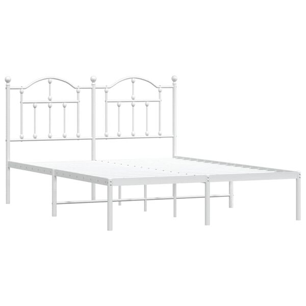 vidaXL Cadre de lit métal sans matelas et tête de lit blanc 150x200 cm