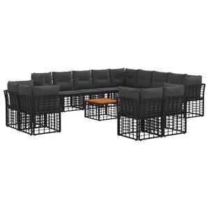 vidaXL Ensemble de canap&eacute;s d'ext&eacute;rieur 14 pcs Noir et Gris fonc&eacute;