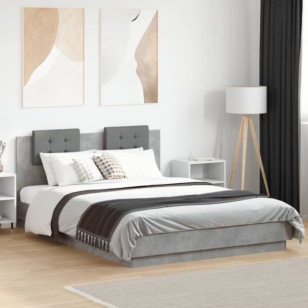 vidaXL Cadre de lit sans matelas gris b&eacute;ton 150x200 cm