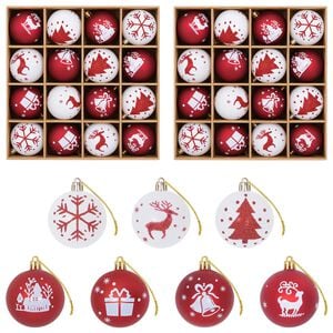 vidaXL Ensemble de boules de No&euml;l 32 pc Rouge et Blanc &Oslash; 6 cm