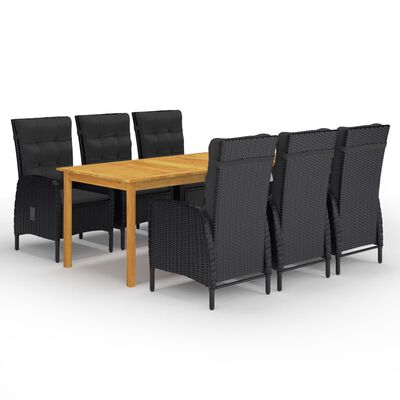 vidaXL Ensemble de salle à manger de jardin 7 pcs Noir