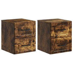 vidaXL Cabinet de chevet mural 2 pcs Ch&ecirc;ne fum&eacute; 34,5 x 33 x 40 cm