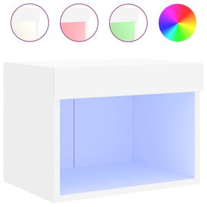 vidaXL Table de chevet murale avec lumi&egrave;res LED blanc
