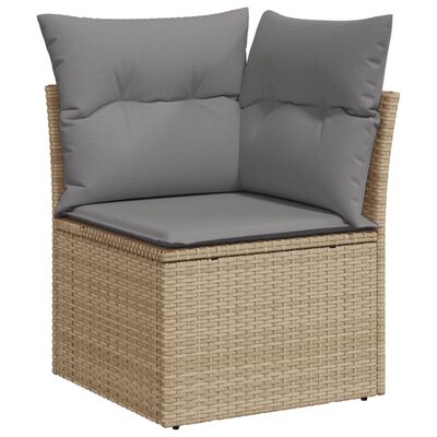 vidaXL Salon de jardin avec coussins 10 pcs beige résine tressée