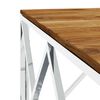 vidaXL Table basse argent&eacute; acier inoxydable et bois massif d'acacia