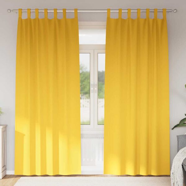 vidaXL Rideaux occultants avec anneaux 2 pcs Jaune moutarde