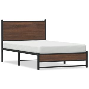 vidaXL Cadre de lit en m&eacute;tal sans matelas ch&ecirc;ne marron 100x190 cm