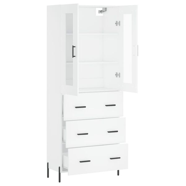 vidaXL Buffet haut Blanc 69,5x34x180 cm Bois d'ing&eacute;nierie