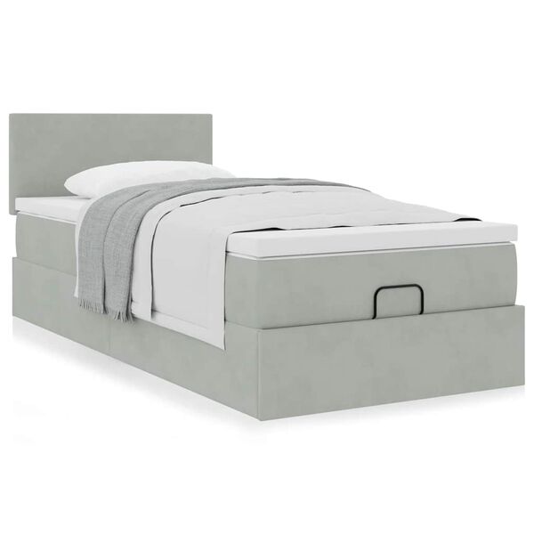 vidaXL Cadre de lit ottoman et matelas gris clair 90x200 cm velours