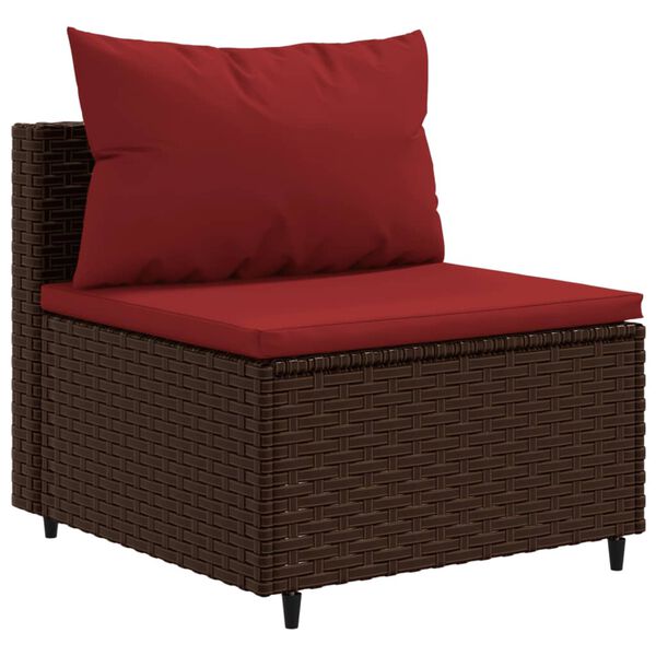 vidaXL Salon de jardin avec coussins 9 pcs marron r&eacute;sine tress&eacute;e