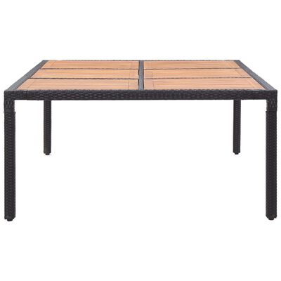 vidaXL Table de jardin Noir 200x150x74 cm Résine tressée et acacia