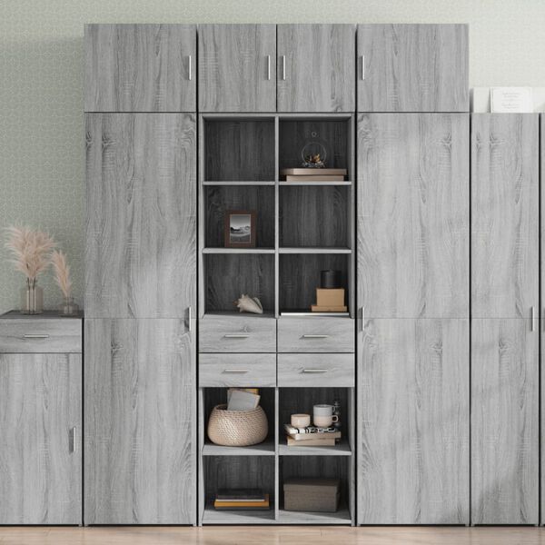vidaXL Buffet haut sonoma gris 70x42,5x185 cm bois d'ing&eacute;nierie