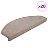 vidaXL Tapis d'escalier 20 pi&egrave;ces 65 x 24 x 4 cm Marron clair Demi-rond Grand