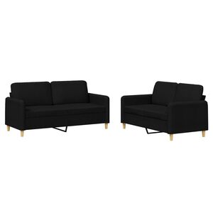 vidaXL Ensemble de canap&eacute;s 2 pcs avec coussins Noir Tissu