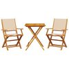 vidaXL Ensemble de bistro 3 pcs beige tissu et bois massif