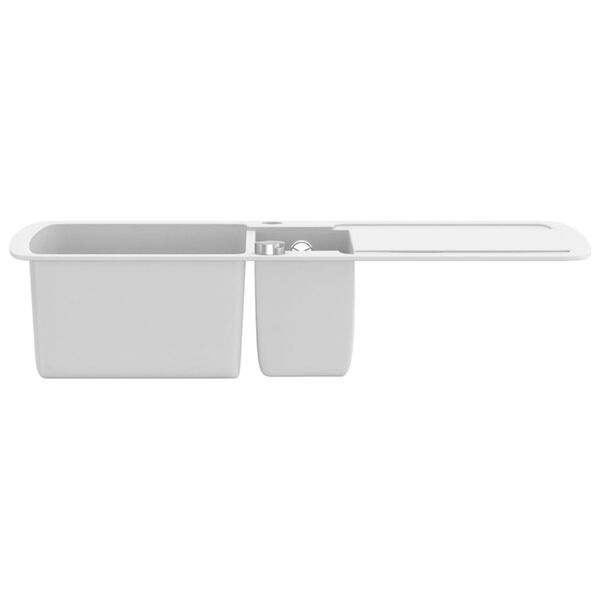 vidaXL &Eacute;vier de cuisine Granit Double lavabo Blanc