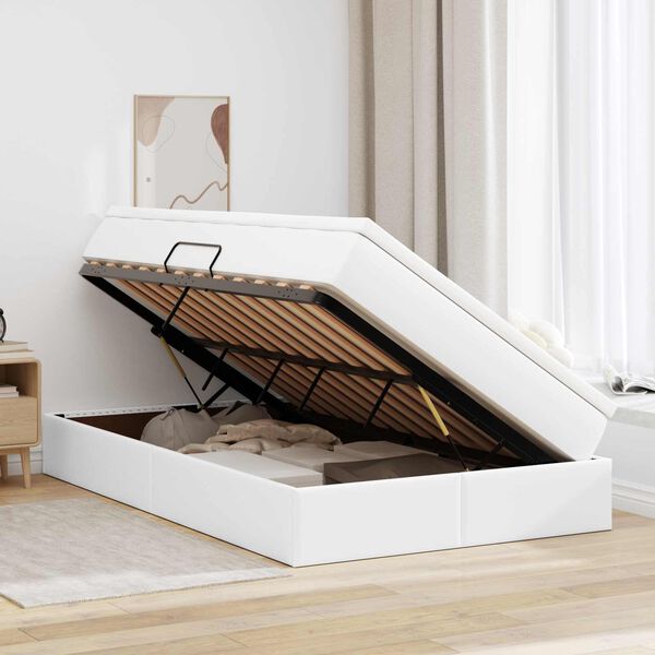 vidaXL Lit avec rangement et matelas Blanc 120 x 190 cm Simili cuir