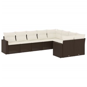 vidaXL Salon de jardin avec coussins 9 pcs marron r&eacute;sine tress&eacute;e