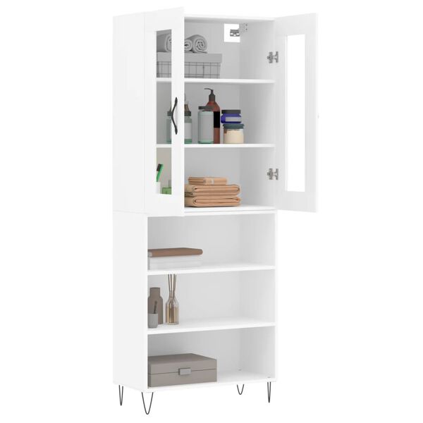 vidaXL Buffet haut Blanc 69,5x34x180 cm Bois d'ing&eacute;nierie